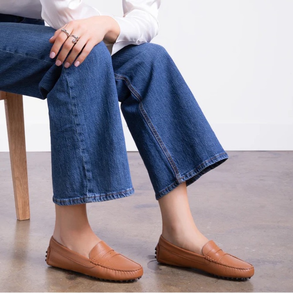 M. Gemi Leather Penny Loafers in Cognac Tan